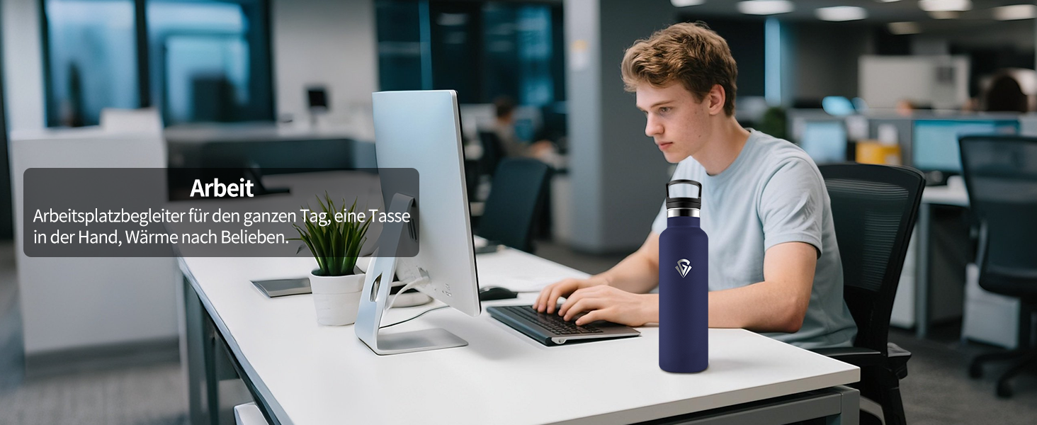 Термос-пляшка 500 мл, нержавіюча сталь, з соломкою, подвійні стінки, для води та газованих напоїв, BPA-Free, синій та темно-синій кольори