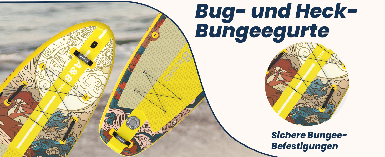 SUP дошка ABBOARD надувна 335 см, жовта - для 2 осіб, вантажопідйомність 200 кг, преміум комплект аксесуарів для початківців та сімейного відпочинку