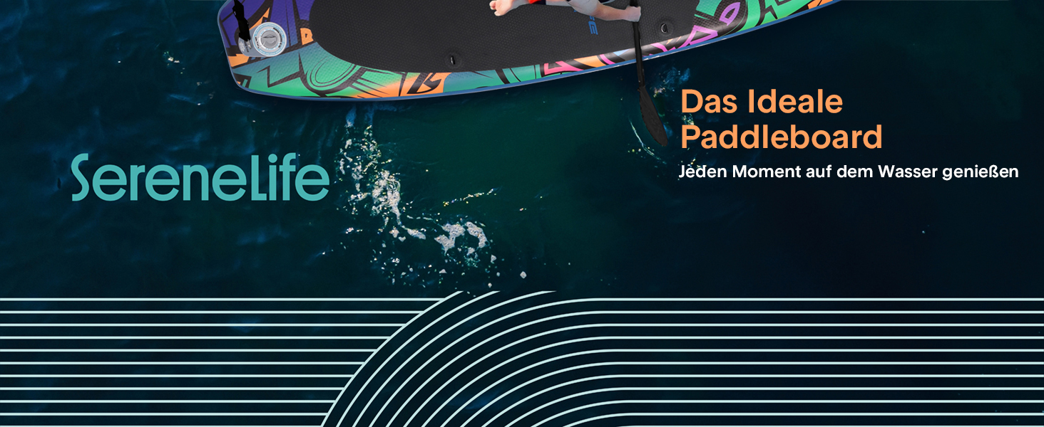 Надувний SUP Серінелайф: комплект для сапсерфінгу з веслом, насосом та сумкою. Підходить для дітей та дорослих, чорний. Макс. вага: 155 кг