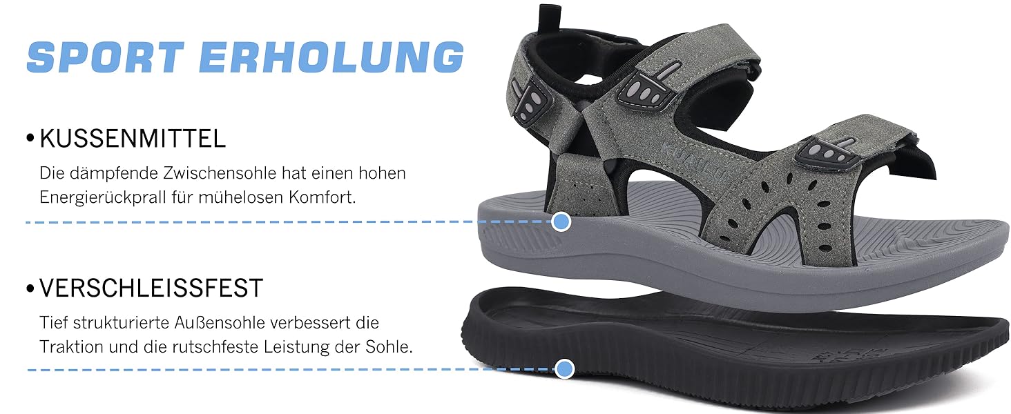 Чоловічі сандалі KuaiLu для трекінгу та відпочинку, ортопедичні, сині, розмір 42 EU