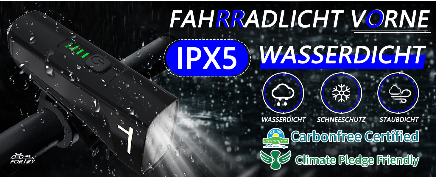 Набір переднього та заднього велоліхтаря USB-C, сертифікований StVZO, водонепроникний IPX5, 60 LUX