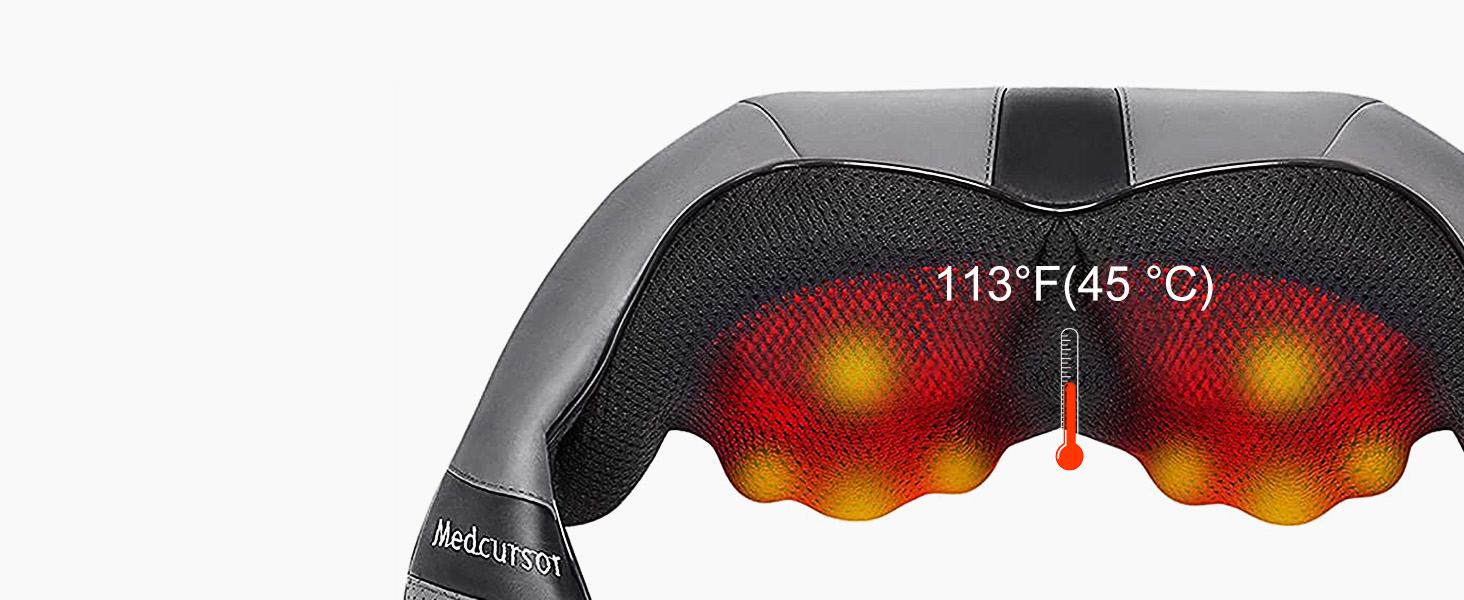 Масажер для шиї Medcursor з підігрівом, 3D шиацу, для спини, плечей, ніг та зняття м'язового болю, домашній, офісний, автомобільний, чорний