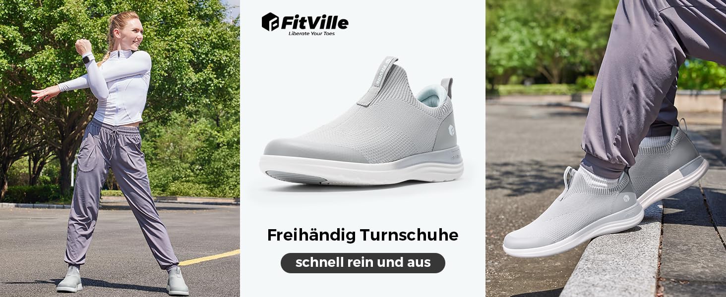 FitVille Кросівки Slip-on для жінок, широка колодка, для ходьби, дихаючі, легкі, спортивні, фітнес, джогінг, Outdoor, Gym, BriskWalk V3 (39 EU, сірий)