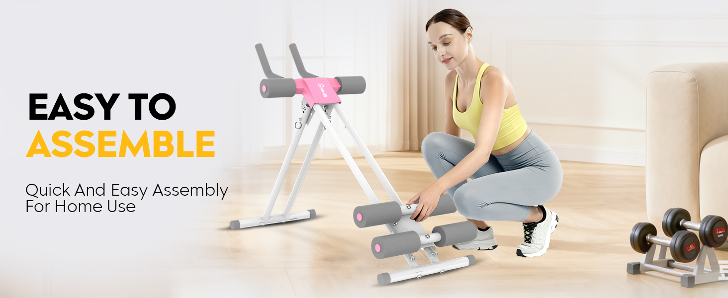 Тренування пресу GuuG: компактний тренажер для дому, для чоловіків та жінок, рожевий