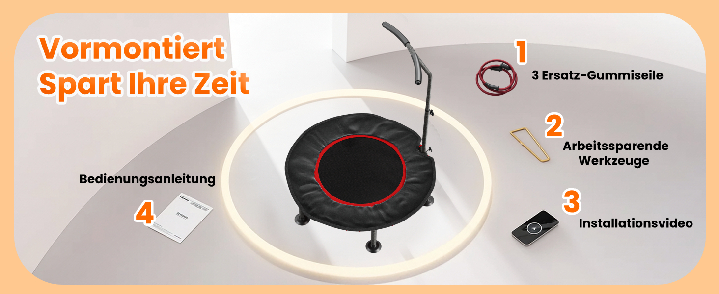 Трамплін для фітнесу LIFERUN для дому | Діаметр 102/122 см | Макс. вага 150 кг | З бортиком та ручками | Без монтажу | Для дітей та дорослих