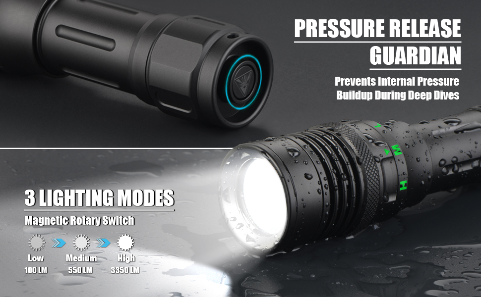 Ліхтар під водою ULTRAFIRE UF-DIV13S 3350 люмен, перезаряджається, IPX8, USB-C, 3 режими