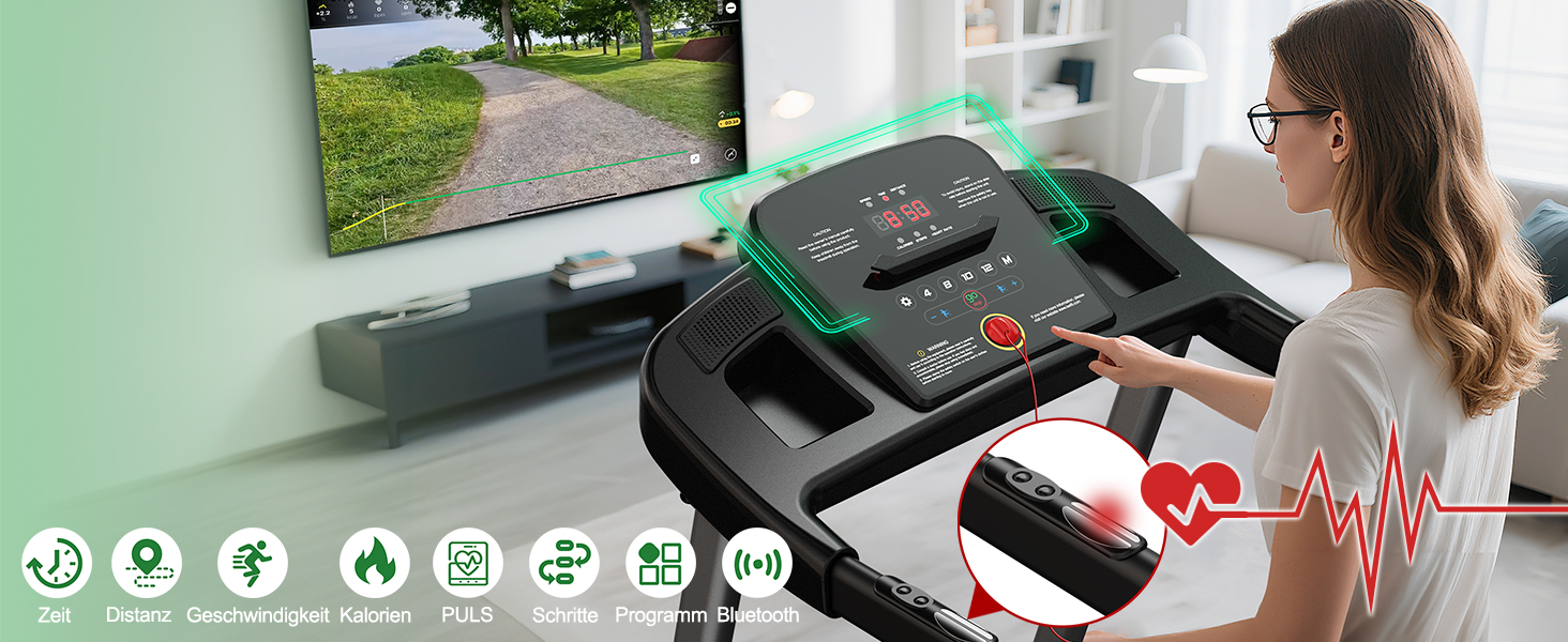 Біговий тренажер MaxVibe для дому, складаний, швидкість до 12 км/год, регулювання нахилу, 15 програм, Bluetooth, 2.5 PS, вантажопідйомність 120 кг