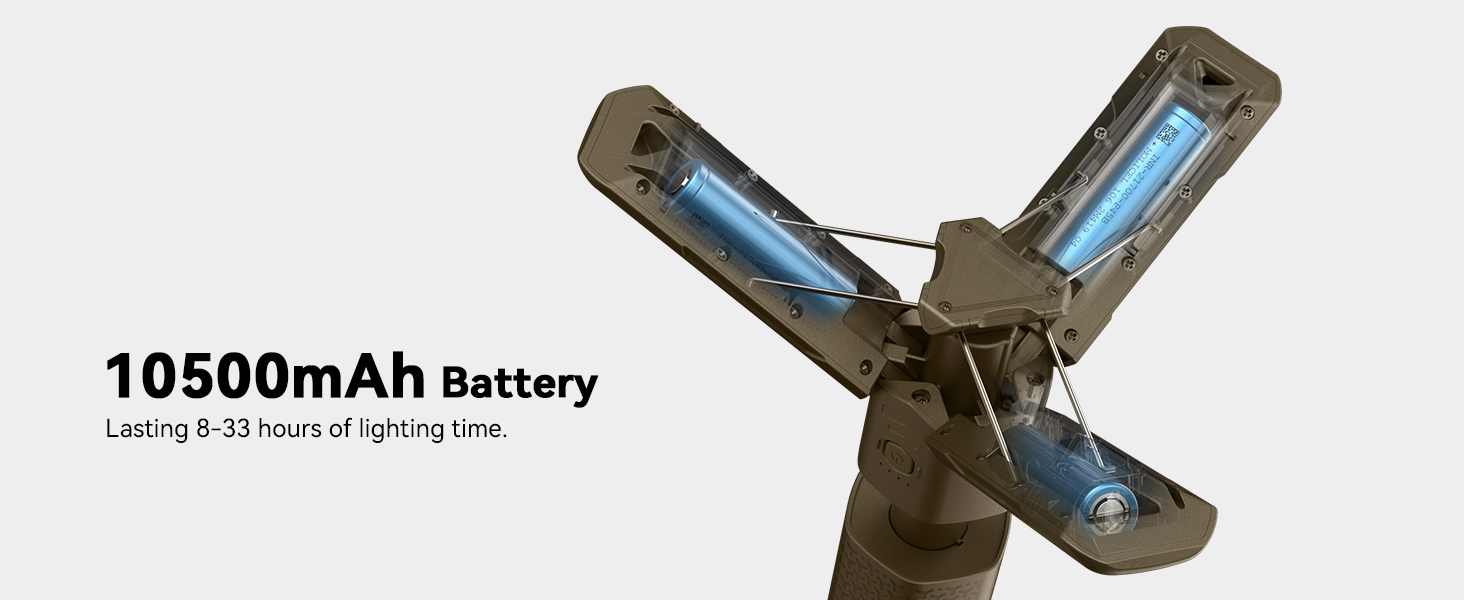 Ліхтар кемпінговий Mytrix з акумулятором 10000mAh, магнітною основою, телескопічний, зелений (жовтий)