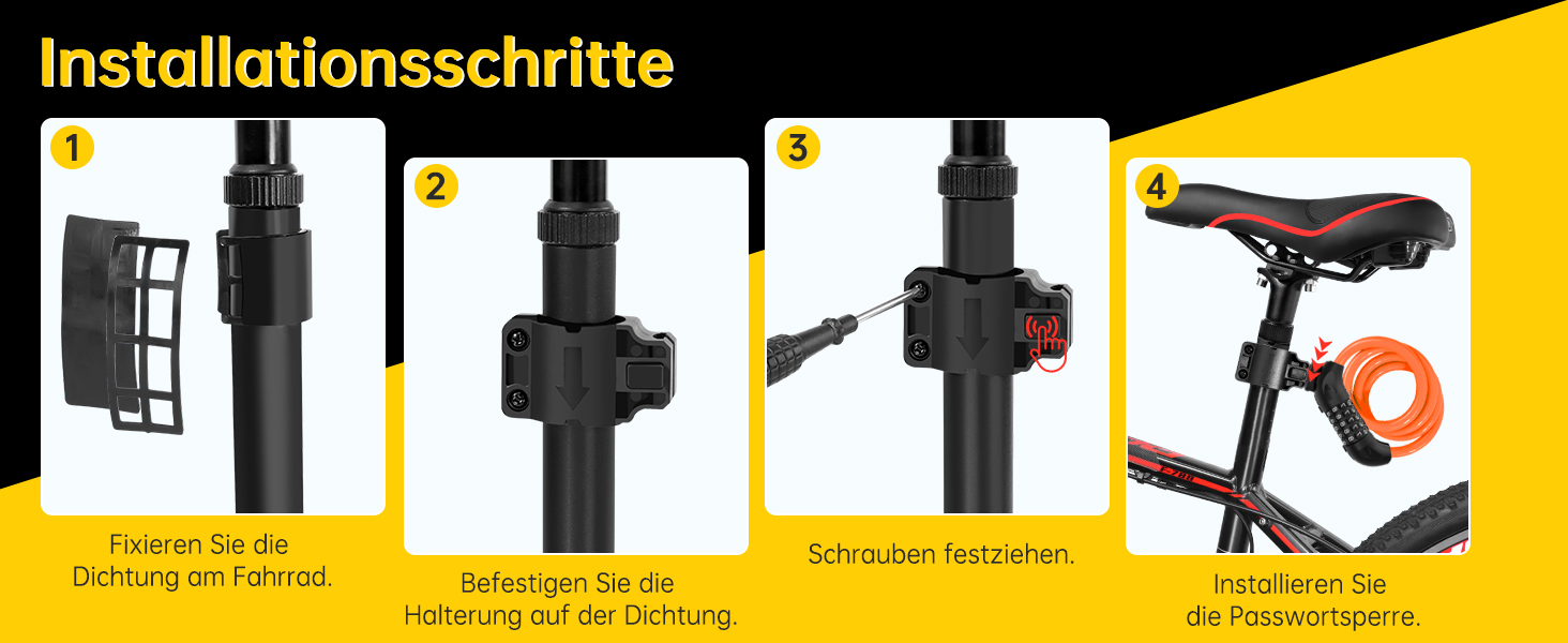 Замки для велосипеда з кодом 12 мм/120 см, протиугінний кабельний замок з 5-значним кодом, вологостійкий числовий замок-кабель для велосипеда, електровелосипеда, дитячої коляски, драбини (Чорний) (Оранжевий)