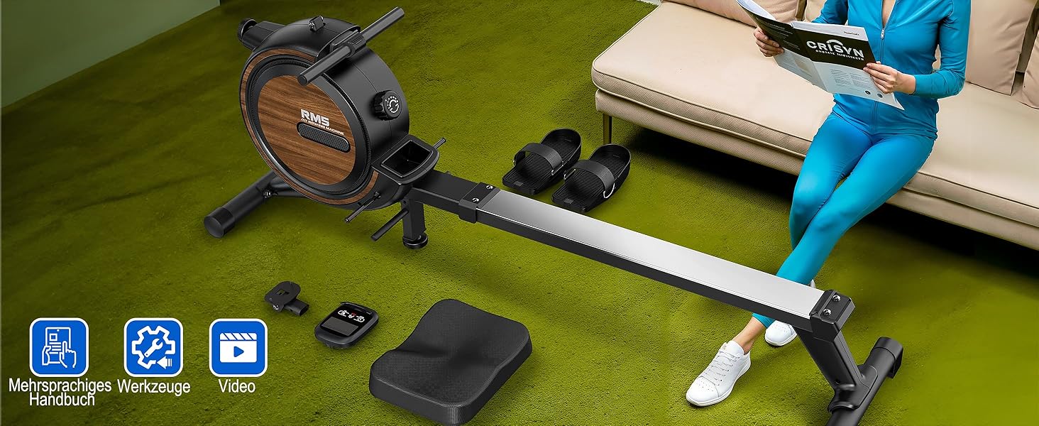 Рядок RM5 Magnetic: Гребний тренажер з магнітним навантаженням, Bluetooth, до 170 кг