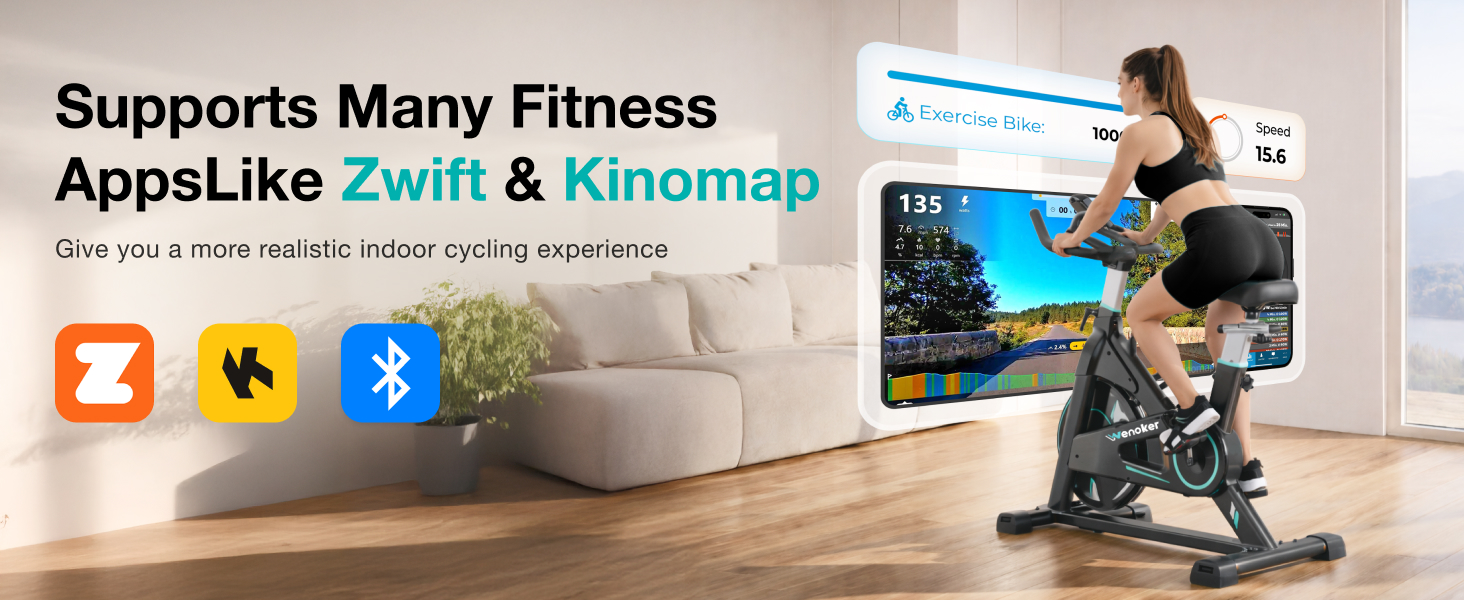 WENOKER Велотренажер для дому з магнітним опором, Indoor Bike з LCD-монітором, тиха робота, важке махове колесо, турецький колір