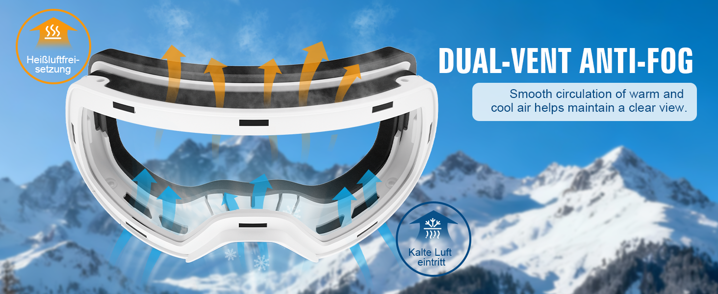 Скі-маска Suoso OTG для чоловіків та жінок - скі-окуляри з UV-захистом, антизапітніння, сумісні з шоломом, чорно-синій