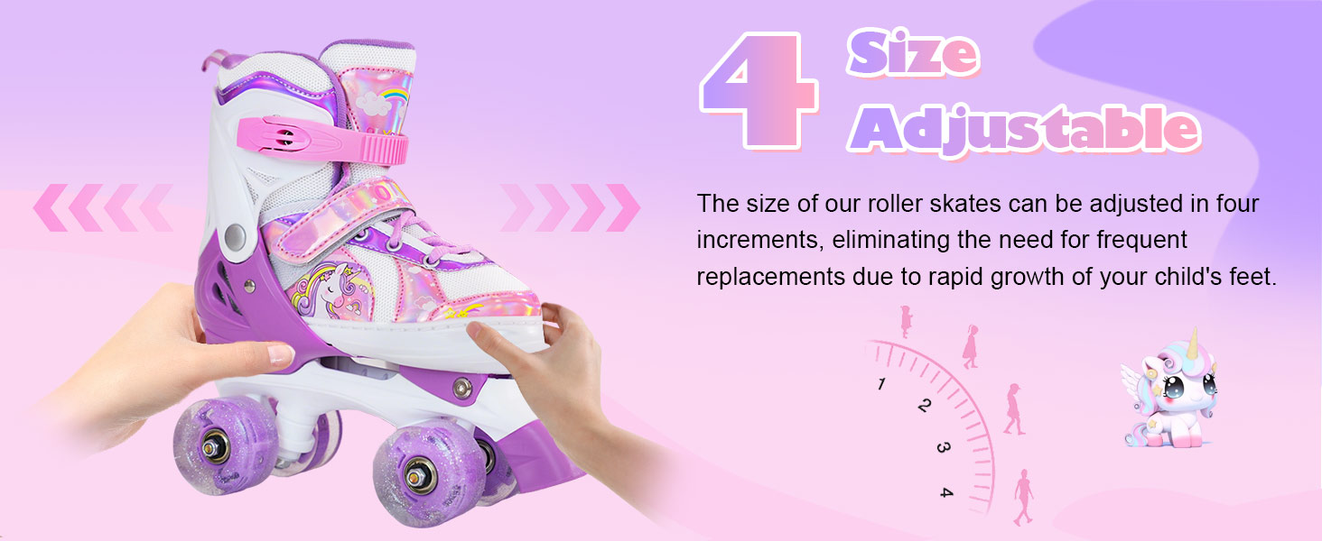 Ролики для дівчаток та хлопчиків, ролики для дітей, регульовані ролики з 8 світлодіодними колесами, розміри S (EU28-31), фіолетові