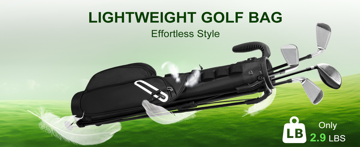 Чохол для гольф-клубів на 7 місць, компактний дизайн, легкий, з ергономічним ременем (Чорний)