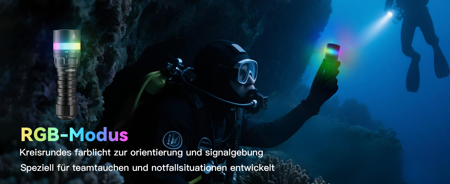 Sofirn SD08 водонепроникний ліхтар-підводний світильник LED, 3200 люмен, з LED-індикатором позиції, 4 режими, IPX8, для дайвінгу, підводної фотографії та повсякденного використання