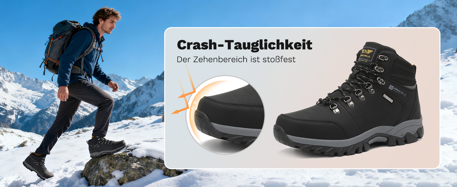 ARRIGO BELLO Зимові черевики для чоловіків: зимові чоботи, чоботи від снігу, утеплені, робочі черевики, для роботи та походів, розмір 41-46, G1, чорний, 43 EU