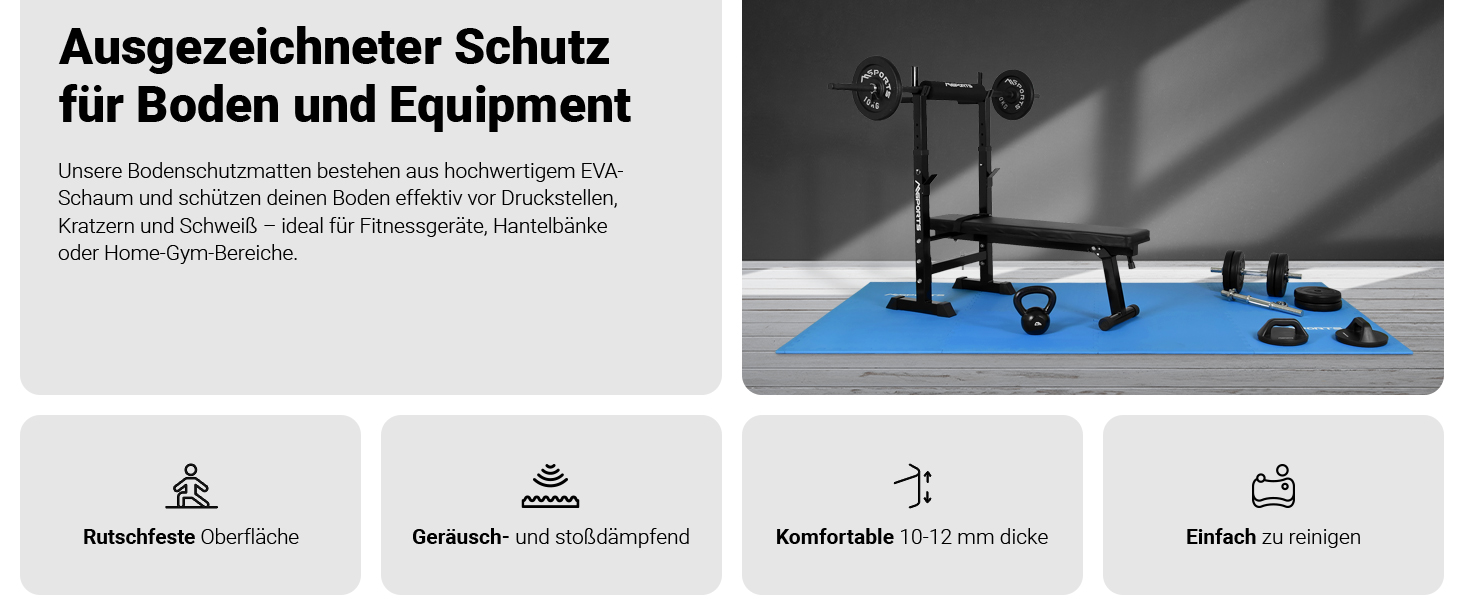 Набір захисних пазл-матів для підлоги MSPORTS Premium (8 шт, 3.2 м²) — протиковзаючий килимок для йоги, фітнесу та тренувань у домашньому залі, дизайн під світле дерево