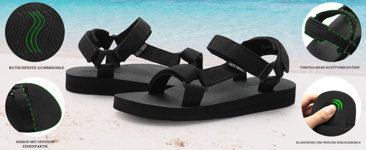 Спортивні сандалі OUSIMEN для жінок, піші прогулянки, з підтримкою склепіння стопи, анатомічна устілка, бежеві, 42 EU