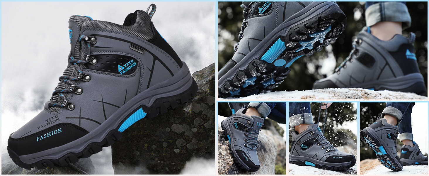 Чоловічі трекінгові черевики Littleplum: зручні, дихаючі, з теплою підкладкою, антиковзаючі, високі, спортивні, чорні, 40 EU