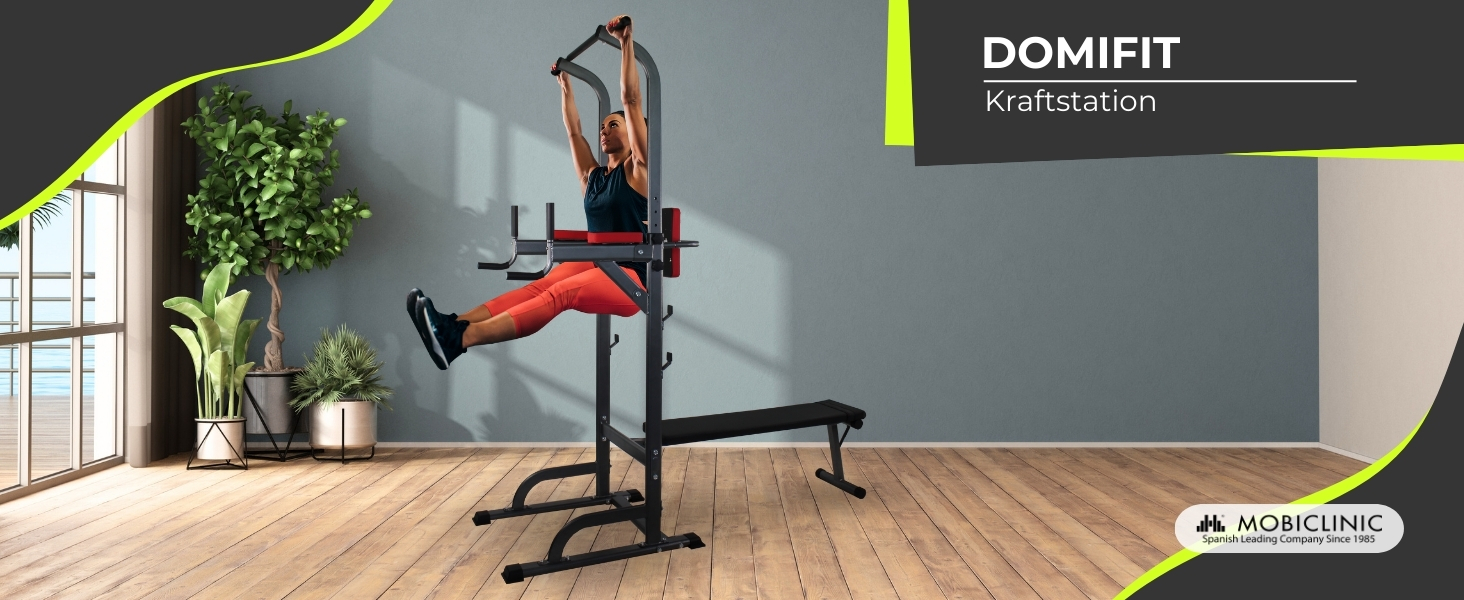 Мультифункціональна силова станція Mobiclinic Fitness 9 в 1, складана, з турніком, лавкою для жиму, регульована по висоті, протиковзка, м'яка оббивка