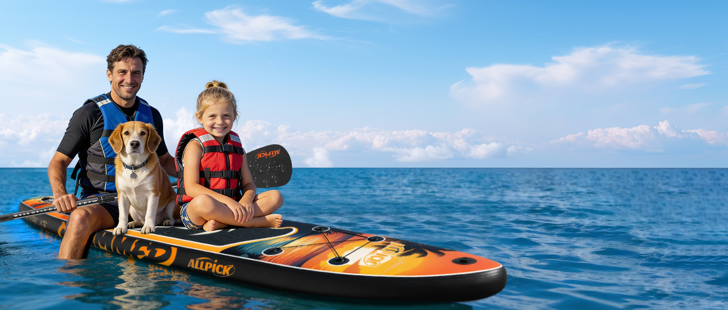 Надувний SUP-борд ALLPICK Premium Set: Комплектація для початківців та досвідчених, з кріпленням для камери, регульовим веслом, 200 кг, для відпочинку на пляжі (зелений)