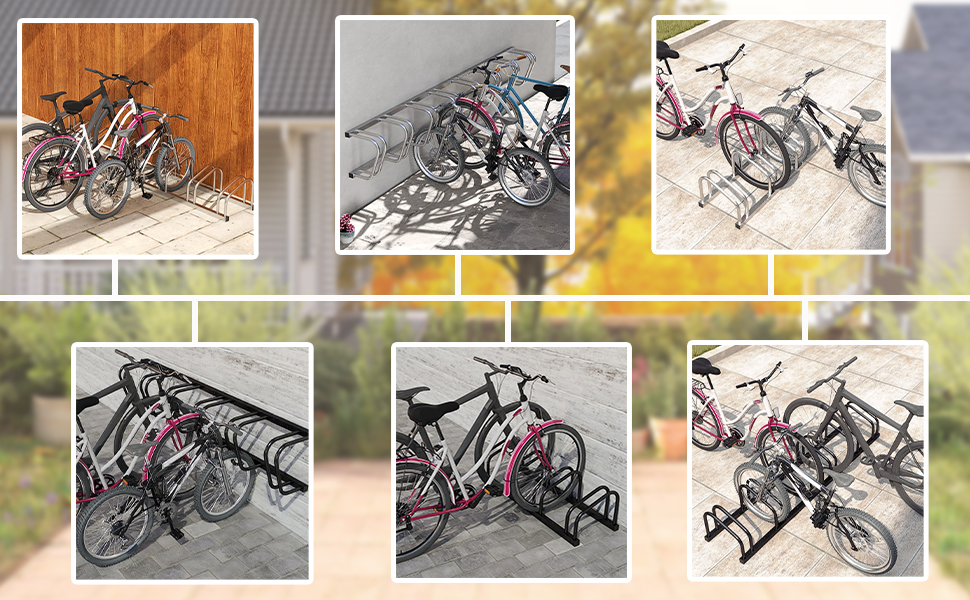 Підставка для велосипедів на 6 велосипедів FIVMEN - стійка для паркування, чорна