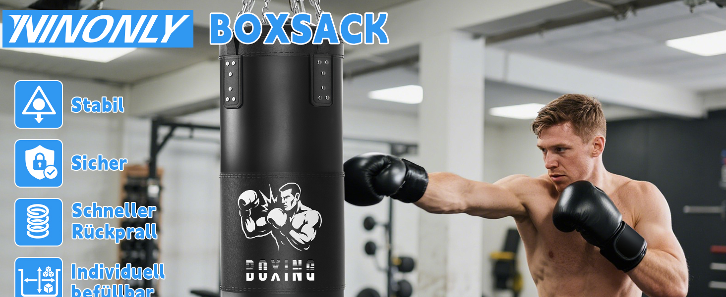 Боксерський мішок для дорослих Ninonly 120см, наповнений, з рукавичками, реактивним м'ячем, тренажером сили рук, скакалкою для MMA, карате, кікбоксингу, боксу, домашніх тренувань