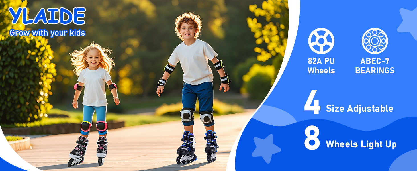 Дитячі ролики для катання на роликах для хлопчиків та дівчаток, початківці, ролики для жінок та чоловіків, розмір 4, ролики з підсвічуванням коліс, регульовані. Розмір S (EU28-32) / (CN 31-34)