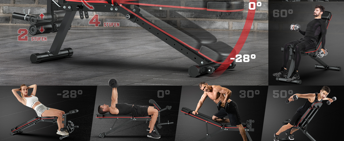 Регульована лава для тренувань XDDIAS з блоком для згинання ніг та підтримуючим валиком, до 410 кг, 10 положень спинки, для дому, багатофункціональна