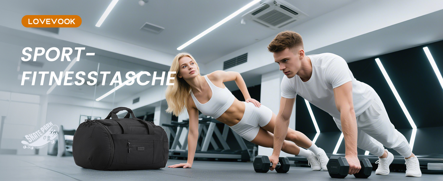 Спортивна сумка LOVEVOOK для жінок та чоловіків, велика сумка для залу, дорожня сумка з відділенням для взуття, водонепроникна сумка для тренувань, плавання, Travel Duffle Bag з рюкзаком, 45L (51*28*32 см), Бежевий