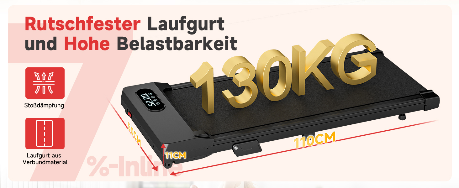 Walking Pad для дому HomeFitnessCode: електричний біговий килимок з нахилом, 1-8 км/год, чорний глянцевий