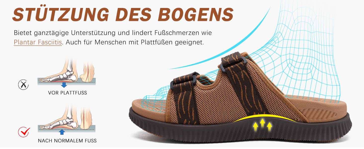 Чоловічі спортивні сандалі KuaiLu з м'якою устілкою, ортопедичні для фасціїту, для активного відпочинку та походів, легкі, відкриті, з регульованою застібкою-липучкою, чорні, 45 EU