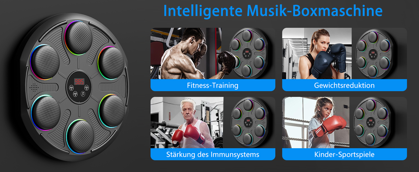 Настінний смарт-боксерський тренажер з Bluetooth, 12 режимів і регулюванням швидкості, USB-зарядка, обладнання для боксу для сімейних тренувань, тренування рефлексів рук і очей для дітей