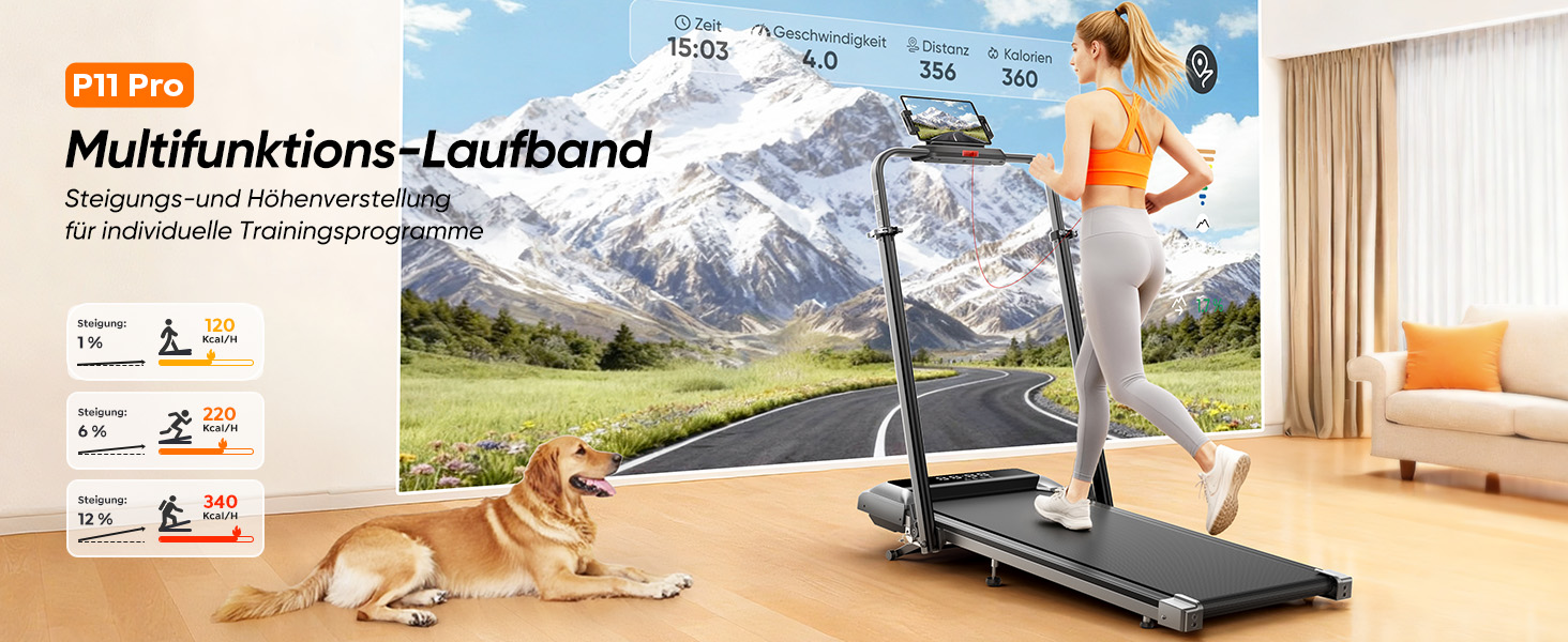 Біговий тренажер для дому з нахилом 5 в 1, 12% нахил, 2.5HP, складаний, з LED-дисплеєм, до 136 кг, сірий, без встановлення