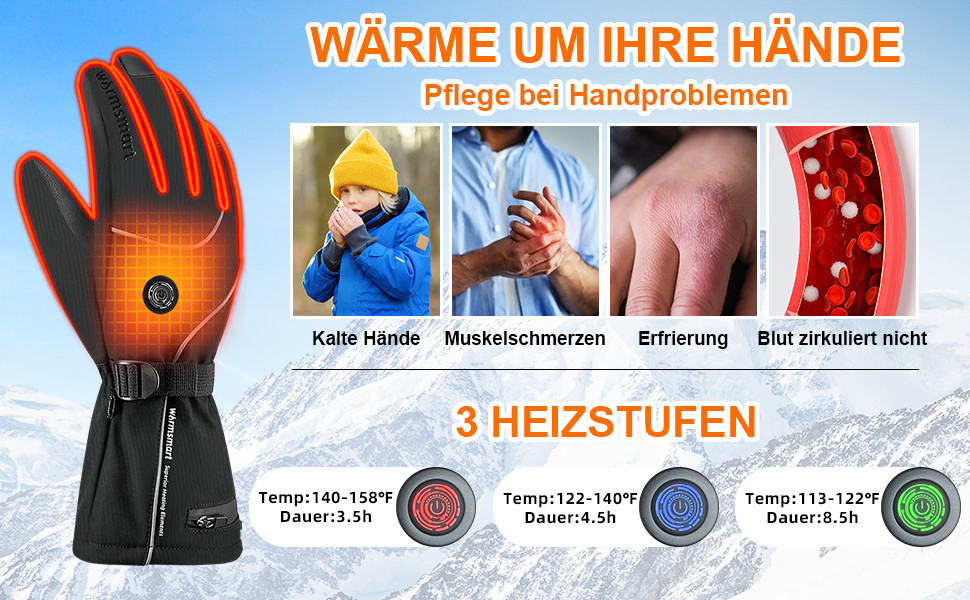 Гріючі рукавички з підігрівом 7.4V 3000mAh для жінок та чоловіків, вітронепроникні, з підігрівом, акумуляторні, для мотоциклів, катання на лижах, кемпінгу, чорні