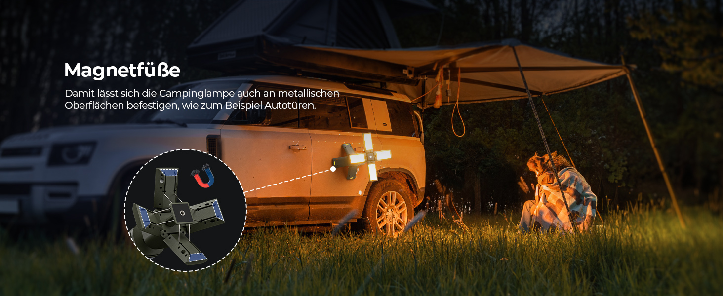 Кемпінговий ліхтар BougeRV CL01-EU: 13400mAh, 6000LM, IPX5, регульована висота та кут