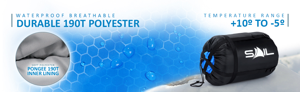 Спальний мішок SAIL XL для великих людей, 3-4 сезони, 1,6-2,7 кг, легкий, водонепроникний, для кемпінгу та подорожей