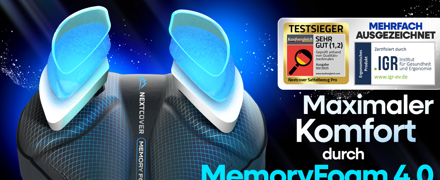 Накидка на сидіння велосипедного крісла Nextcover® CoverPro з Memory Foam 4.0 - ергономічна гелева накладка на велосипедне сидіння, м'яка накидка, підходить для дамських та чоловічих велосипедів Trekking