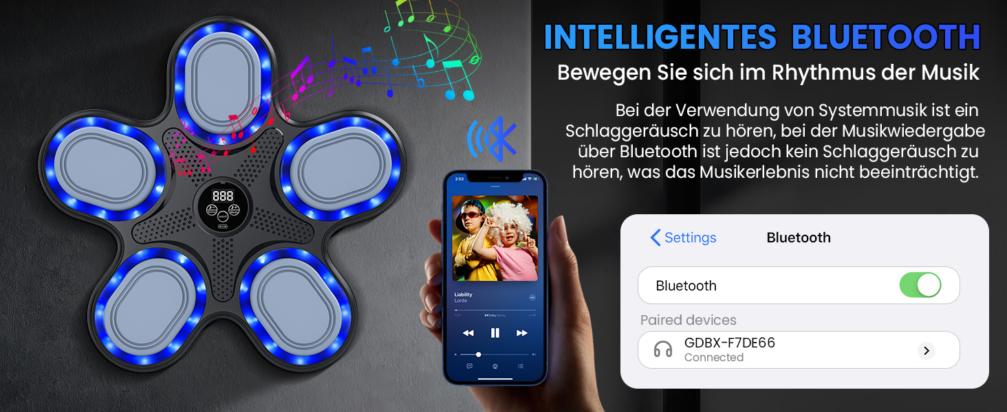 IERAKOR Музична бокс-машина з рукавичками, LED, Bluetooth, 9 швидкостей, 9 режимів, лічильник, електронна розумна бокс-машина для дітей