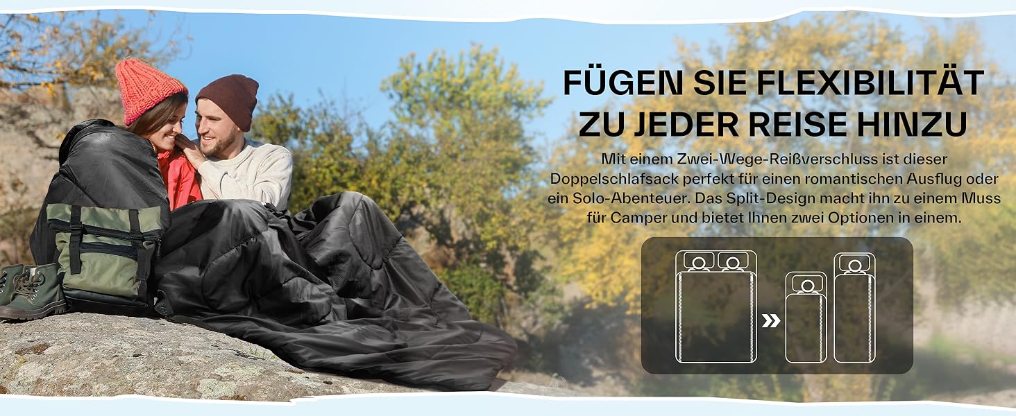 Сплячий мішок Outdoor Sportneer для 2 осіб: двомісний спальний мішок на 3 сезони, 220x150 см, 2.75 кг з 2 подушками, для дорослих, оранжевий (без фланелевої підкладки)