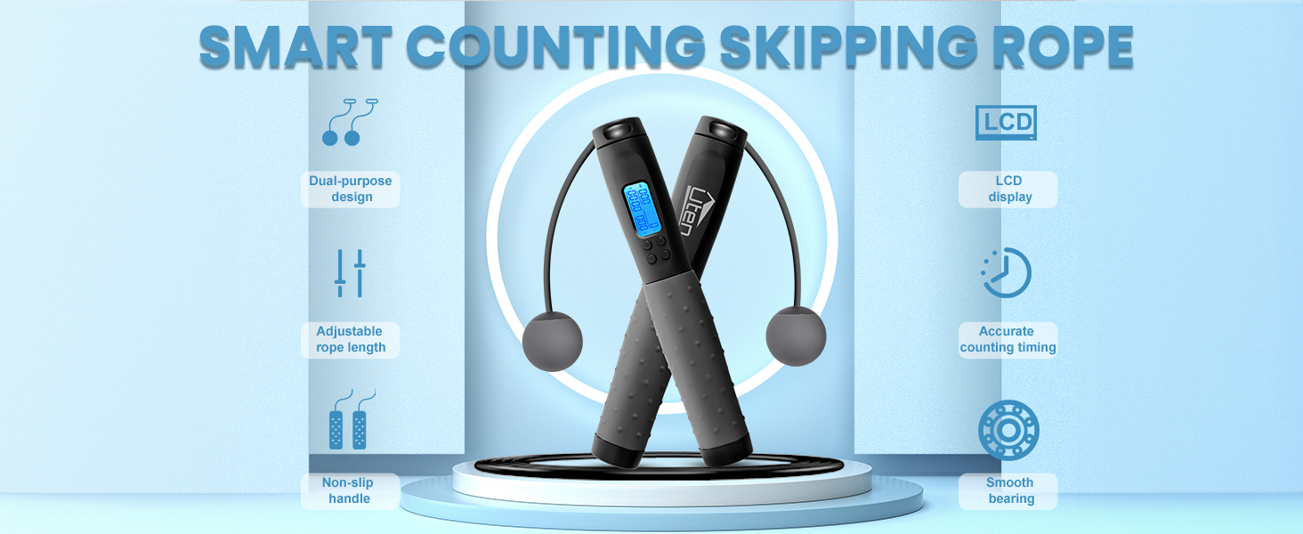 Стрибувальне канат Springseil: регульоване, бездротове, з лічильником, для дорослих та дітей, чорний та сірий