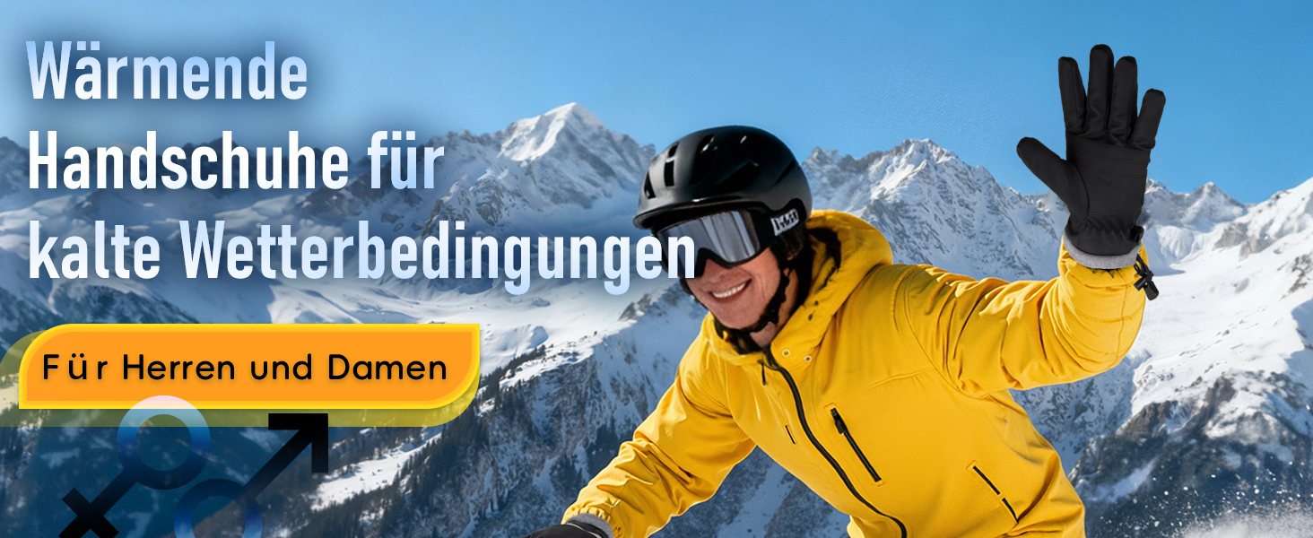 Рукавички GoSkala для жінок та чоловіків - зимові велосипедні рукавички, теплі рукавички для катання на лижах, водонепроникні, з підтримкою сенсорного екрану, спортивні рукавички для бігу, їзди, походів, чорні