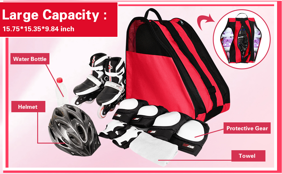 Сумка для роликових ковзанів, роликових ковзанів, ковзанів для льоду, сумка для ковзанів, червона, для жінок та чоловіків