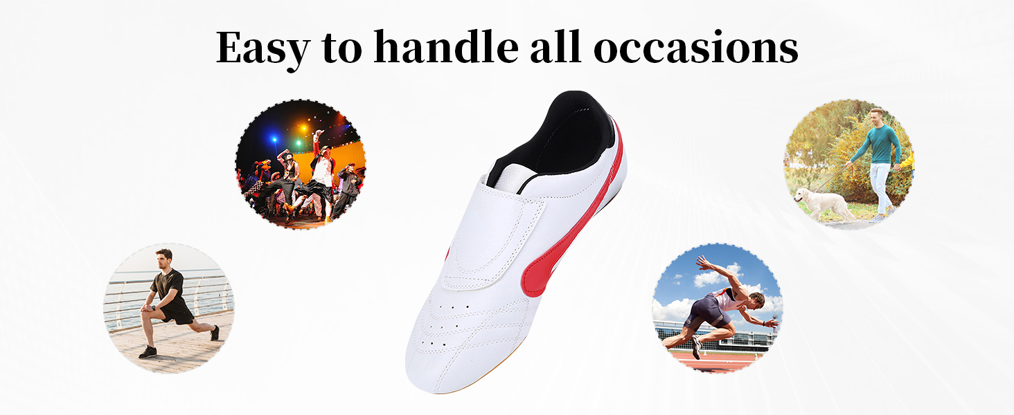 Таекундо - спортивні кросівки, унісекс, дихаючі, для боксу, кунг-фу, тай-чі, фітнесу, гімнастики, легкі, для дітей та дорослих (36 - білий та червоний)