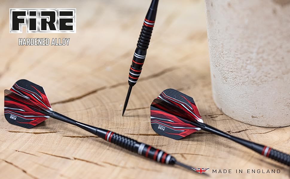 Дарти Harrows Fire High Grade 24г: сталеві наконечники, Speedline шифти, Fire Flights, кейс для транспортування