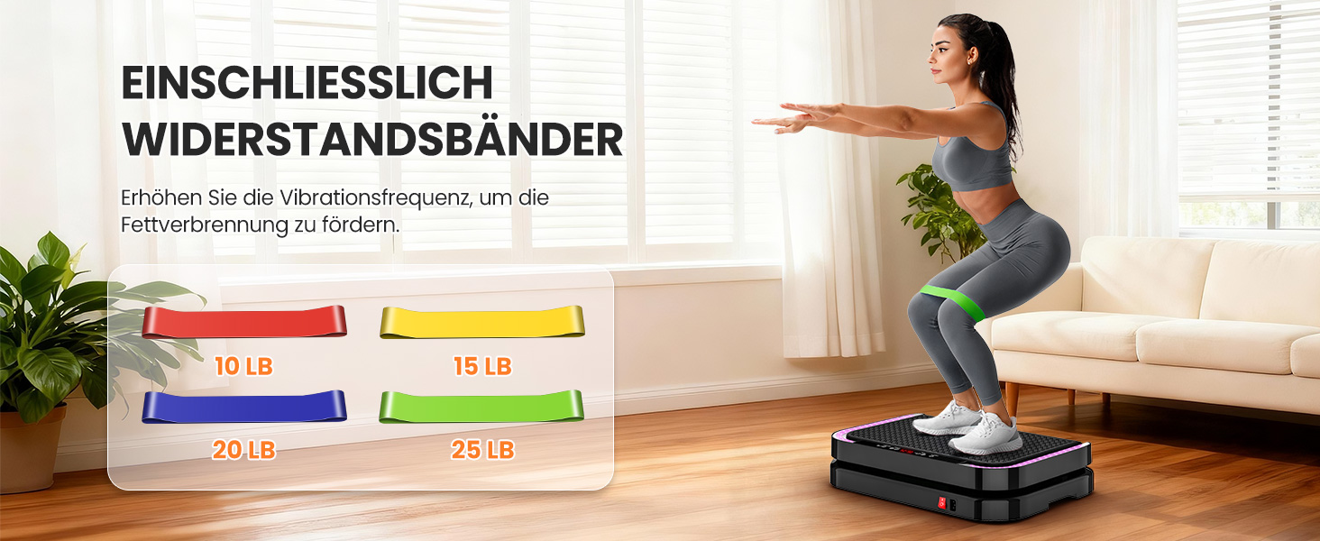 Віброплатформа для фітнесу з 200 рівнями інтенсивності, 9 програмами, Bluetooth, пульт, резинки, до 200 кг, для дому