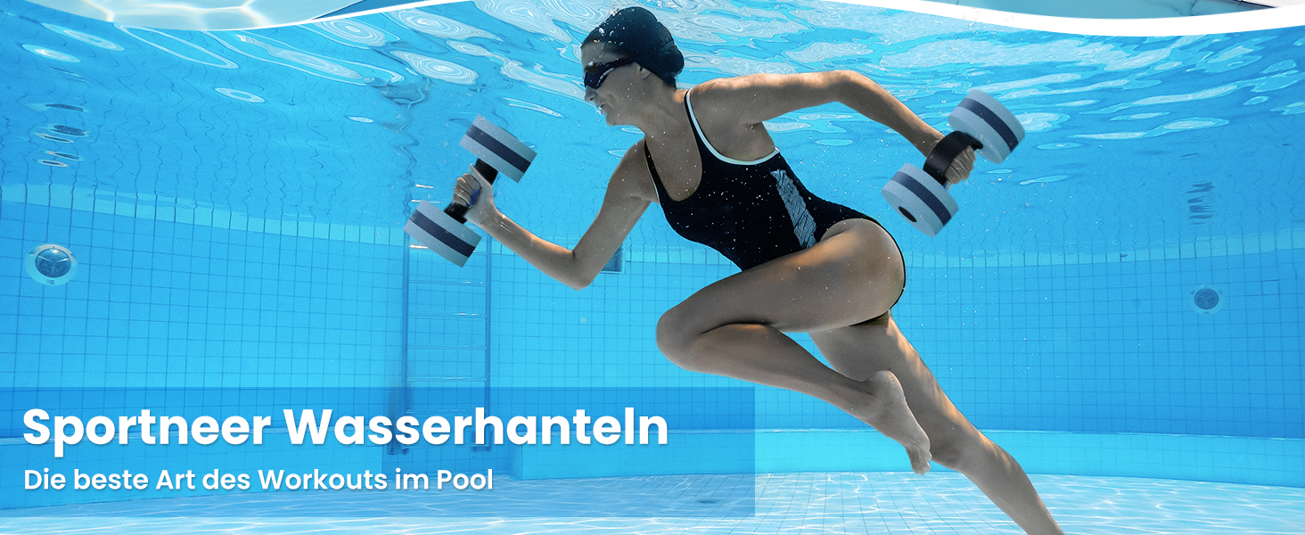 Гантелі водні Sportneer 2 шт. блакитні, для аквафітнесу, аквааеробіки та аквабігу, з пінопласту EVA