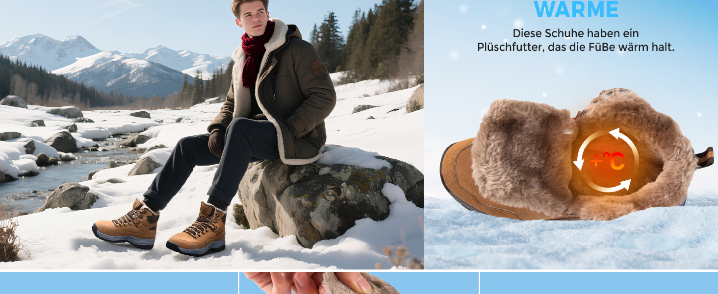 Зимові черевики JackShibo для чоловіків та жінок. Теплі, водонепроникні, з антиковзким покриттям. Зимові чоботи для активного відпочинку на природі. Розмір EU 43, колір коричневий.