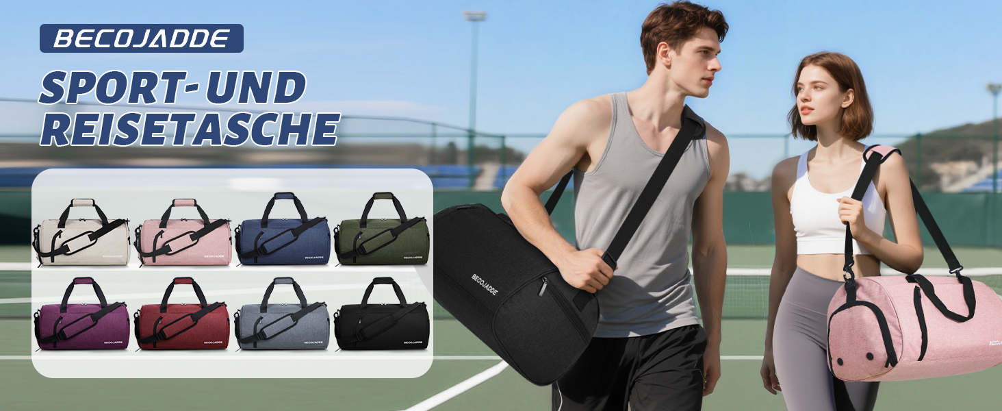 Спортивна сумка-дуфел для чоловіків та жінок з відділенням для взуття та мокрих речей, водонепроникна ручна поклажа (35L, сірий)