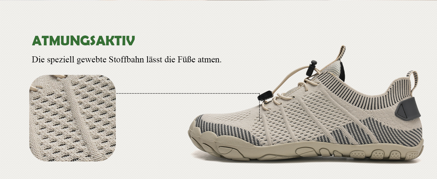 Взуття для бігу та пляжу IceUnicorn Zehenschuhe (37 EU, бежеве) - унісекс, широка модель для трейлраннінгу, аквашузи